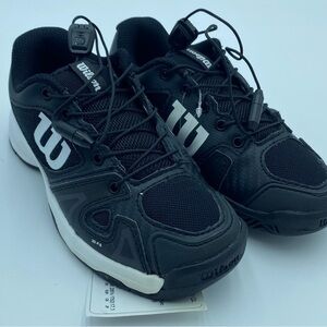 Wilson Rush PRO JR QL Tennis Shoes, Black/White/Black, 11 US Unisex Big Kid